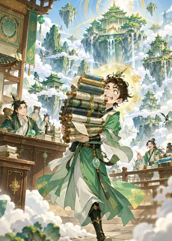 《仙门第一打工人》同人漫画封面，国系同人 · 仙侠、职场、沙雕