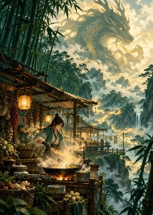 《山海食肆》同人漫画封面，国系同人 · 山海经、美食、志怪