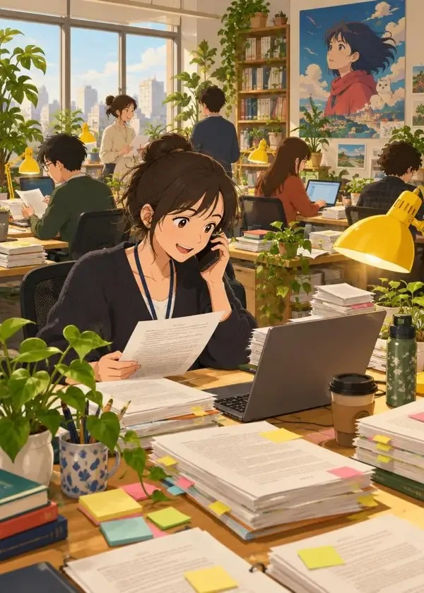 《轻小说编辑部的周末》同人漫画封面，日系同人 · 职场、轻小说、喜剧