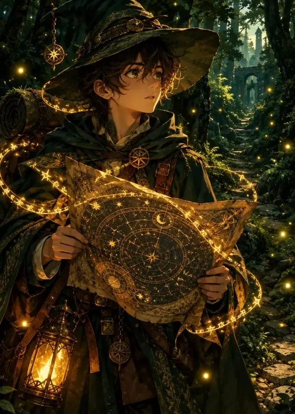 《魔法使与旧地图》同人漫画封面，日系同人 · 奇幻、旅行、魔法